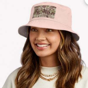 PINK BUCKET HAT With Geometric Design NWOT OS